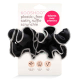 plastic-free satin ruffle scrunchie in minimalist black and white luxury #color_tuxedo