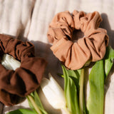 brown earth-tone organic cotton scrunchies #color_macchiato-brown
