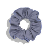 Organic cotton satin scrunchie with Ruffles #color_blue-granite