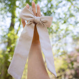 Satin Hair Bow for Eco Conscious consumers - grey gray neutral taupe hair bow for kids girls teens
#color_pumice-stone