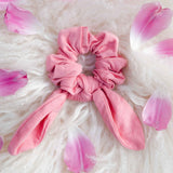 Pink Organic Bow Scrunchie for Healthy Hair - soft, plastic-free, sustainable #color_flamingo
