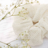 Organic cotton oversize mesh textured scrunchie - stylish oversized hair accessories #color_coconut-milk
