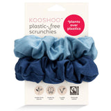 Fairtrade navy blue and sky blue scrunchie pack that is plastic-free and organic cotton #color_evening-sky