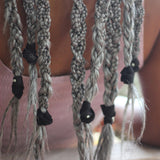 KOOSHOO black plastic-free hair ties in gray corn rows/ braids #color_black