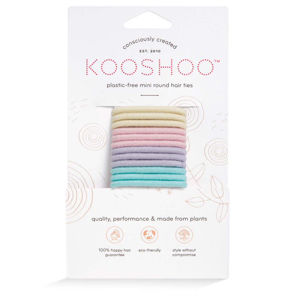 Front Image of KOOSHOO plastic-free round hair ties mini 12 pack pastel blooms	#color_pastel-blooms-12-pack