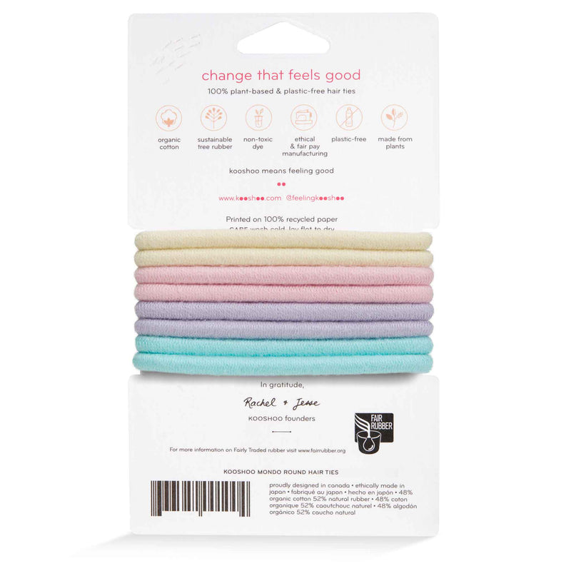 Back Image of KOOSHOO plastic-free round hair ties mondo 8 pack pastel blooms	#color_pastel-blooms-8-pack