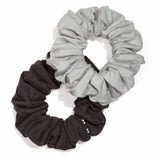 KOOSHOO's consciously created moon shadow organic cotton scrunchie set in monochromatic moon shadow flay lay #color_moon-shadow