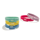 KOOSHOO plastic-free rainbow hair ties off-packaging and stacked #color_rainbow