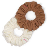 KOOSHOO plastic free scrunchies in cappuccino. Pale white and light brown earthy organic cotton scrunchies #color_golden-shades
