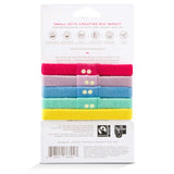 KOOSHOO plastic-free hair tie 5-pack in bright rainbow. Hot pink, lavender purple, ocean blue, turquoise and luminous yellow #color_rainbow