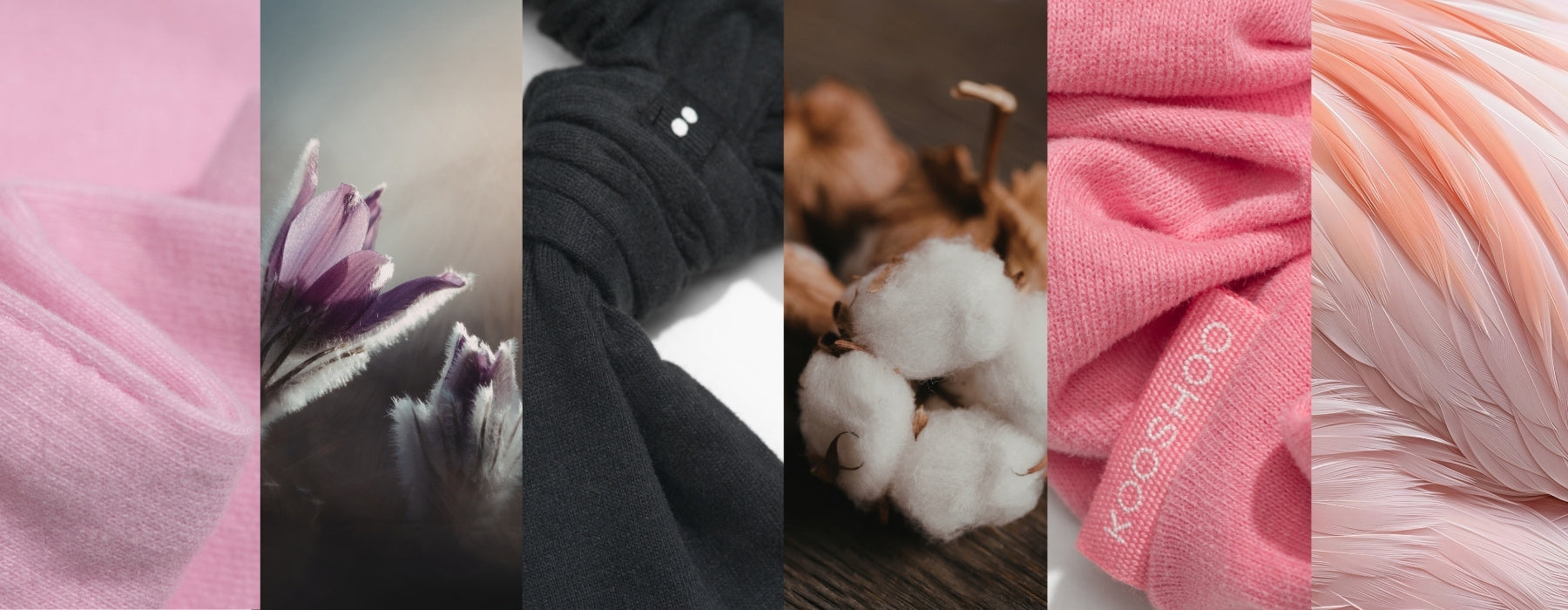 KOOSHOO plastic-free hair scrunchies and headbands with new brushed organic cotton finish. 