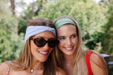 KOOSHOO unisex twist headbands in chambray blue and watercress green. Certified organic cotton, non toxic dyes, ethically manufacturer and plastic-free packaging #color_watercress-green