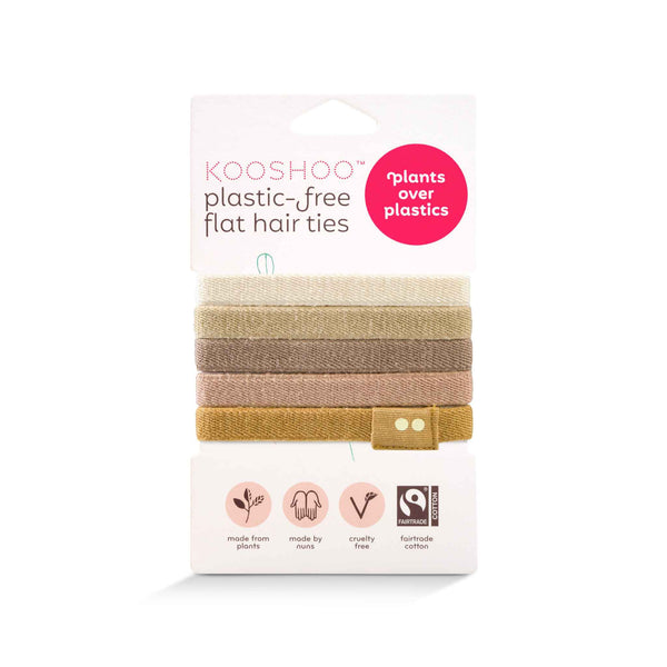 KOOSHOO organic and plastic-free hair ties for blond hair. Consciously created, using fair rubber and certified fair trade #color_blond