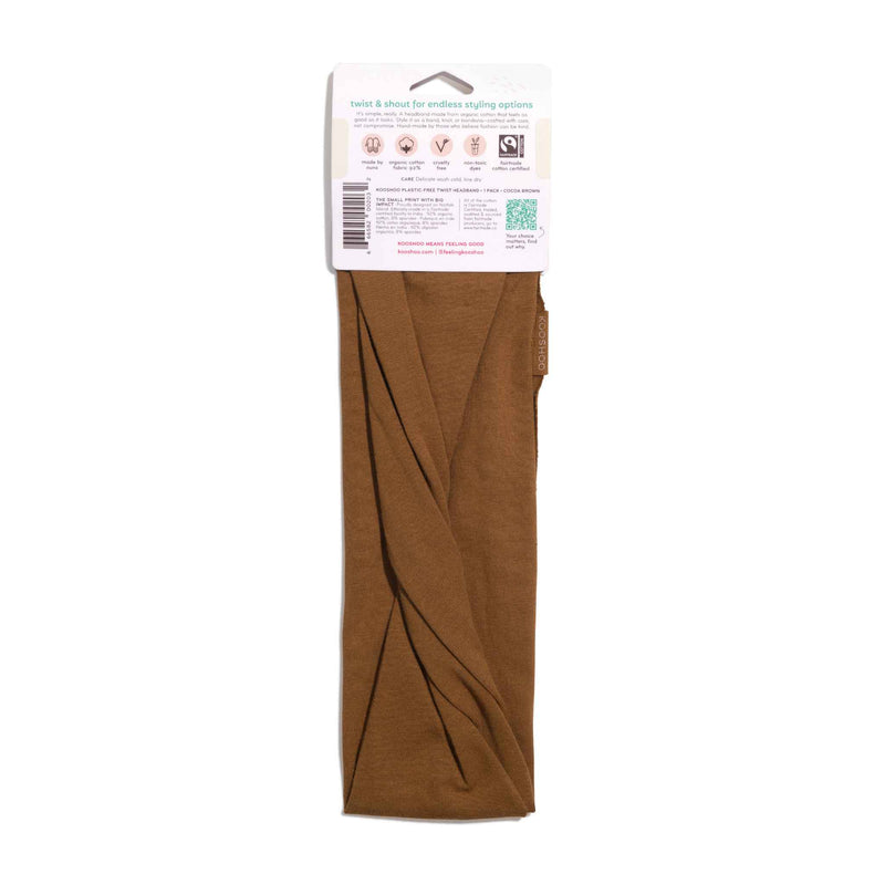 KOOSHOO organic twist headband cocoa brown off-packaging #color_cocoa-brown