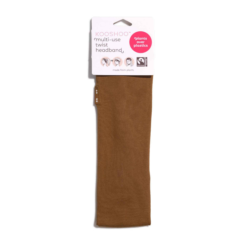KOOSHOO organic cotton twist headband cocoa brown unisex headband for men and women #color_cocoa-brown