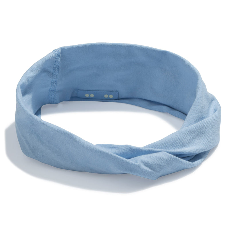 unisex organic cotton blue headband off-packaging #color_chambray-blue