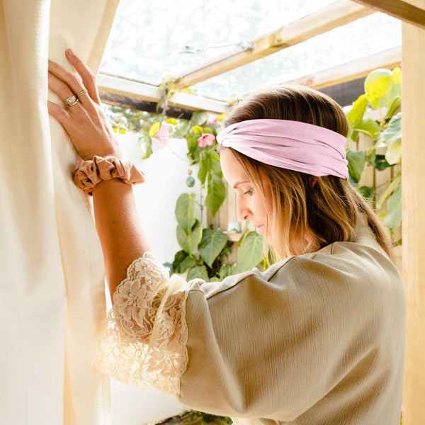 pink wide organic cotton head wrap pink organic cotton headband  #color_pink-mist