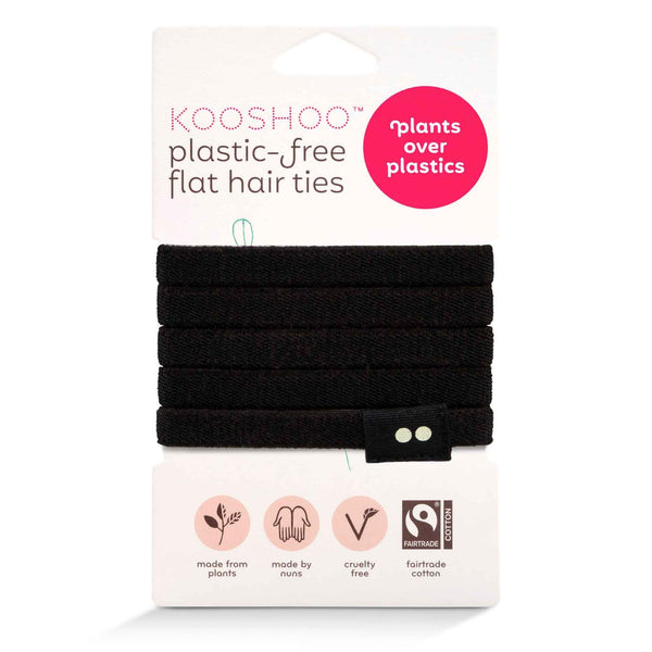 KOOSHOO plastic-free black hair ties that are consciously created, fairtrade and handmade using fair rubber #color_black