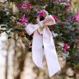 lavender hair bow petite scrunchie ethically made from zero waste organic cotton satin #color_violet-ice