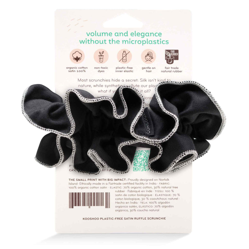 black frill scrunchie made from organic cotton satin #color_tuxedo