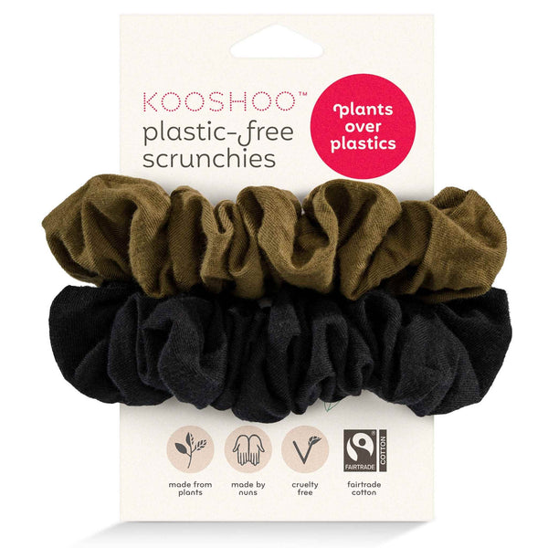 KOOSHOO organic scrunchies in black olive #color_black-olive