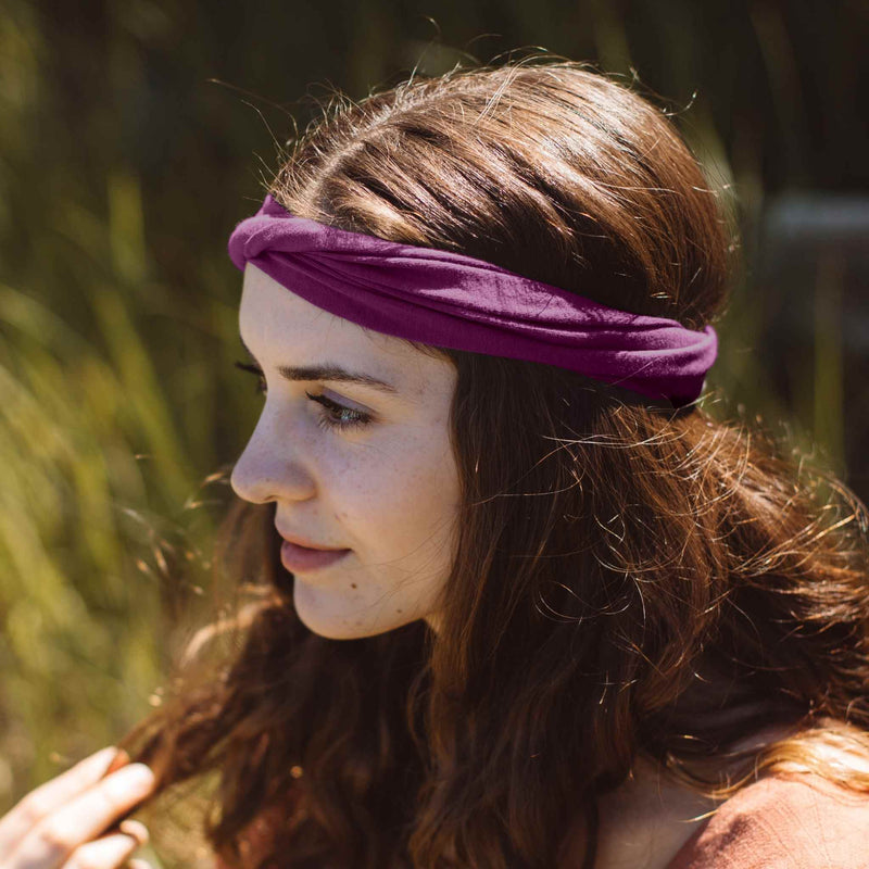 purple workout headband made from breathable organic cotton 
#color_wild-beet