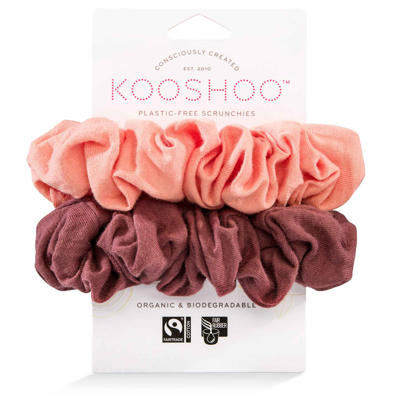 Organic and biodegradable coral rose scrunchie pack that is fairtrade and made using fair rubber #color_coral-rose