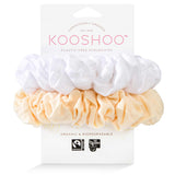 Light white and cream scrunchie set that is hand crafted using certified organic cotton #color_natural-light