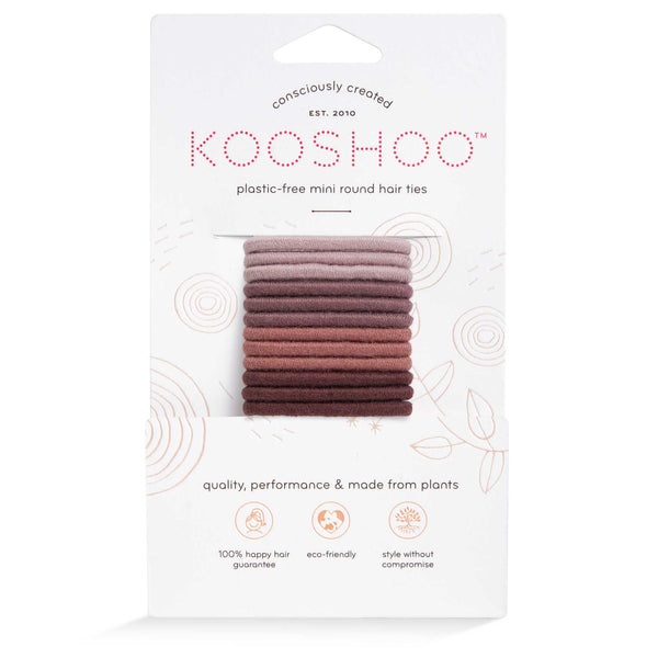 Front Image of KOOSHOO plastic-free round hair ties mini 12 pack earth tints	#color_earth-tints-12-pack