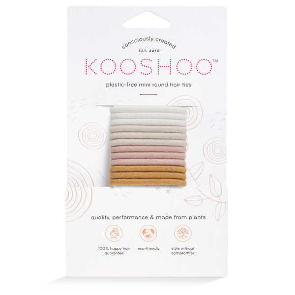 Front Image of KOOSHOO plastic-free round hair ties mini 12 pack golden fibres	#color_golden-fibres-12-pack