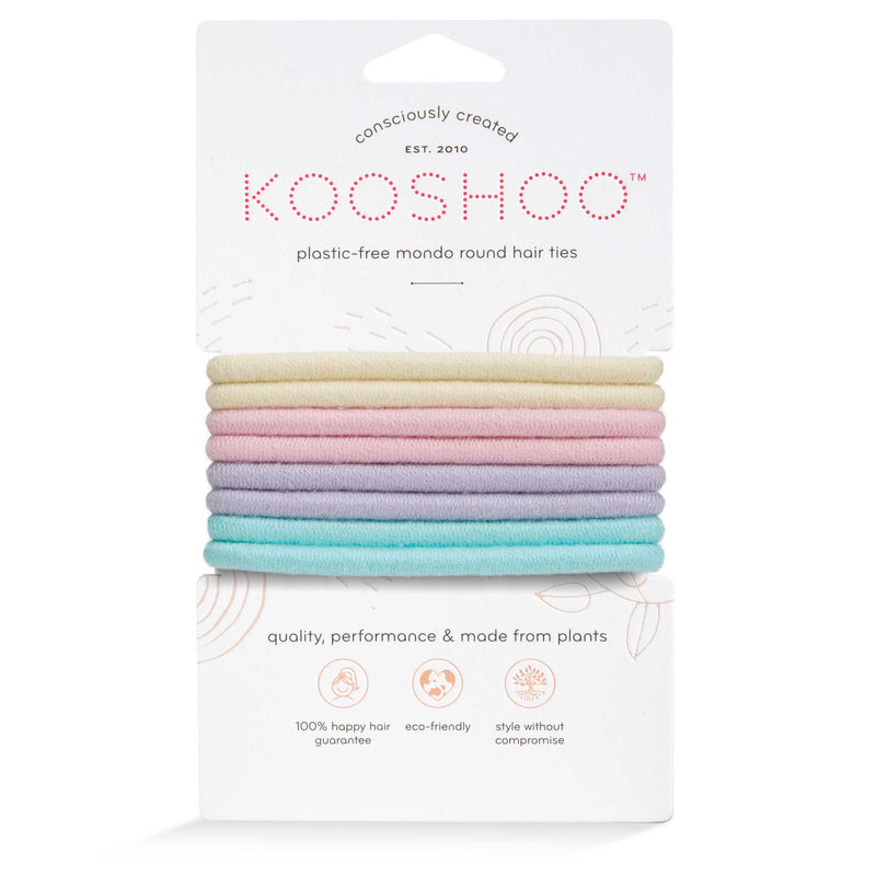 Front Image of KOOSHOO plastic-free round hair ties mondo 8 pack pastel blooms	#color_pastel-blooms-8-pack