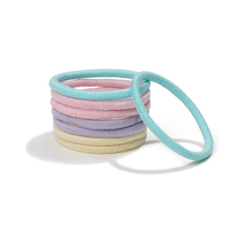 Off-pack Image of KOOSHOO plastic-free round hair ties mondo 8 pack pastel blooms	#color_pastel-blooms-8-pack