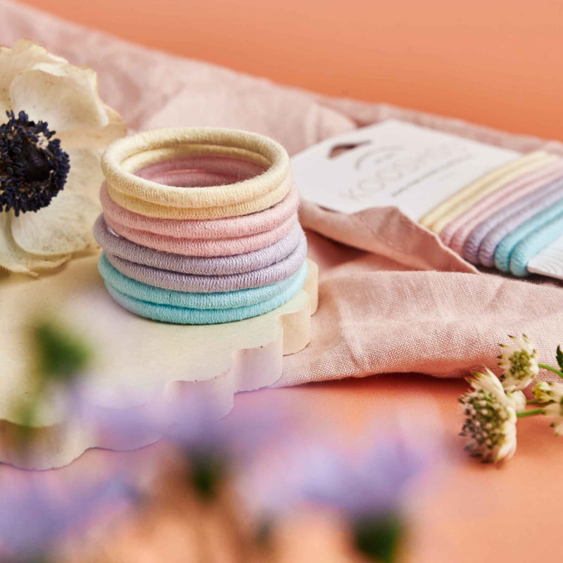 Product Image of KOOSHOO plastic-free round hair ties mondo 8 pack pastel blooms #color_pastel-blooms-8-pack