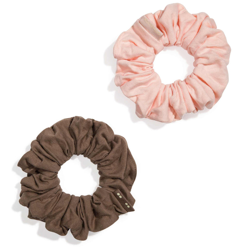 Plastic-free and biodegradable blush walnut scrunchies for all hair types #color_blush-walnut