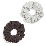 KOOSHOO's consciously created moon shadow organic cotton scrunchie set in monochromatic moon shadow off packaging #color_moon-shadow