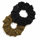 Black and olive scrunchie set by KOOSHOO off-packaging #color_the-understated-bundle
