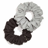 KOOSHOO's consciously created moon shadow organic cotton scrunchie set in monochromatic moon shadow #color_black-shades