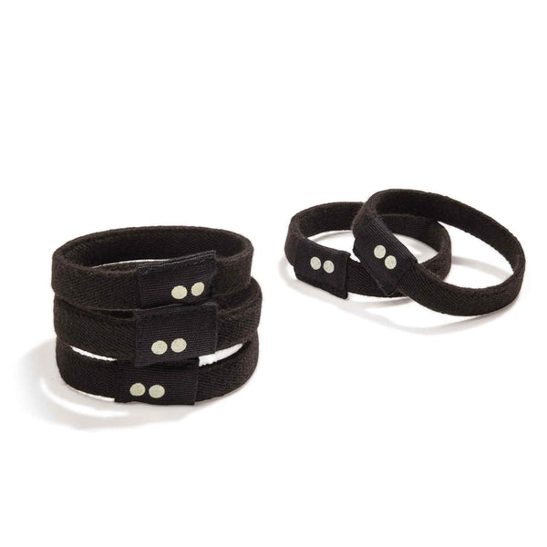 KOOSHOO plastic-free jet black hair ties off-packaging and stacked #color_black