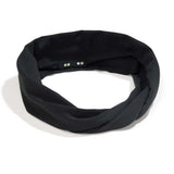KOOSHOO organic twist headband in raven black on-packaging. Consciously created sustainably designed headband with multi-use design #color_headband-favs-bundle
