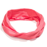 KOOSHOO organic twist headband in bright pink sugar coral off-packaging #color_sugar-coral
