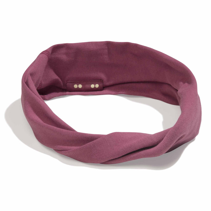 KOOSHOO organic twist headband in wild ginger. Rose brown consciously created multi-use sustainable headband #color_silver-shades