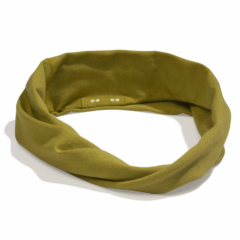 KOOSHOO organic twist headband willow green. Super soft certified organic cotton that is a sustainable multi-use design #color_feeling-festive-bundle