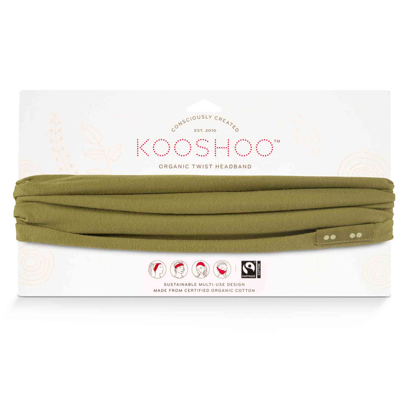 KOOSHOO organic twist headband willow green. Super soft certified organic cotton that is a sustainable multi-use design #color_willow-green