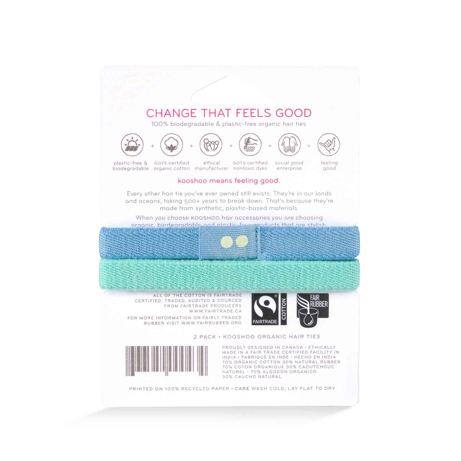 Plastic Free Hair Ties Zero Waste Organic Fair Trade Starter Packs KOOSHOO