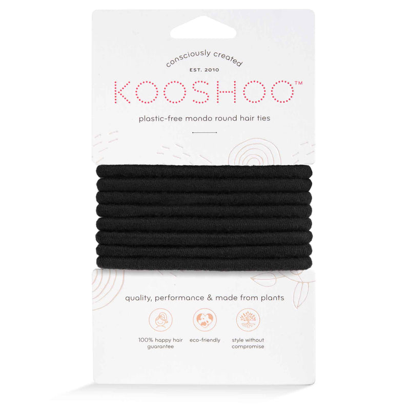 Front Image of KOOSHOO plastic-free round hair ties mondo 8 pack black #color_black-8-pack